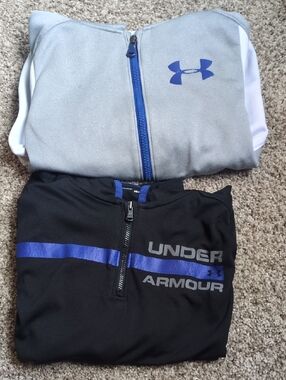 Under Armour Kids Small Gray & Black Half-Zip And Full ZipTops with Blue Accents